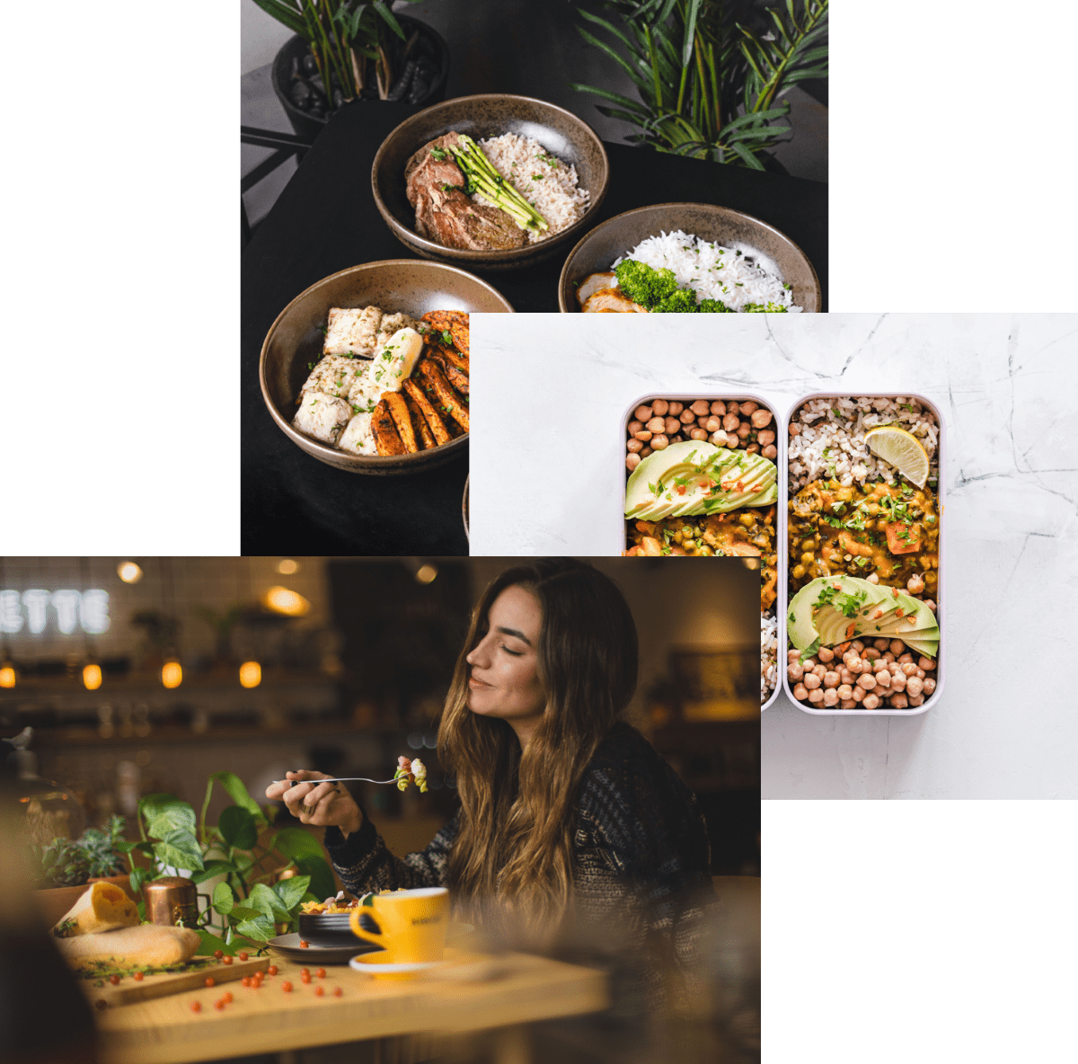 A girl enjoying her food,food variety,different foods in table